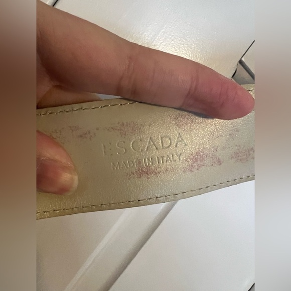 Escada Vintage Statement Belt Purple Brown Leather Pink Purple Logo Buckle Y2K main image 5
